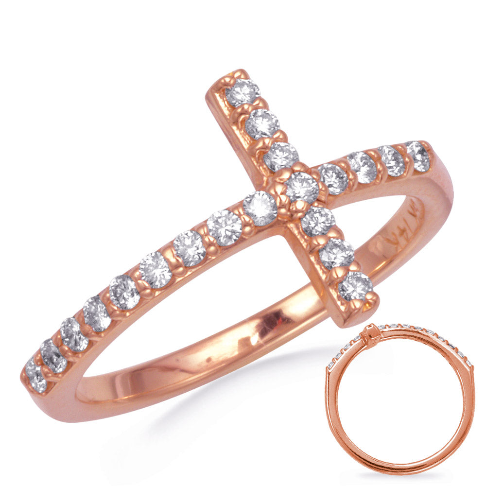 ELIE AZZI 0.29 ctw. ROSE GOLD CROSS RING 2.0MM D4350RG