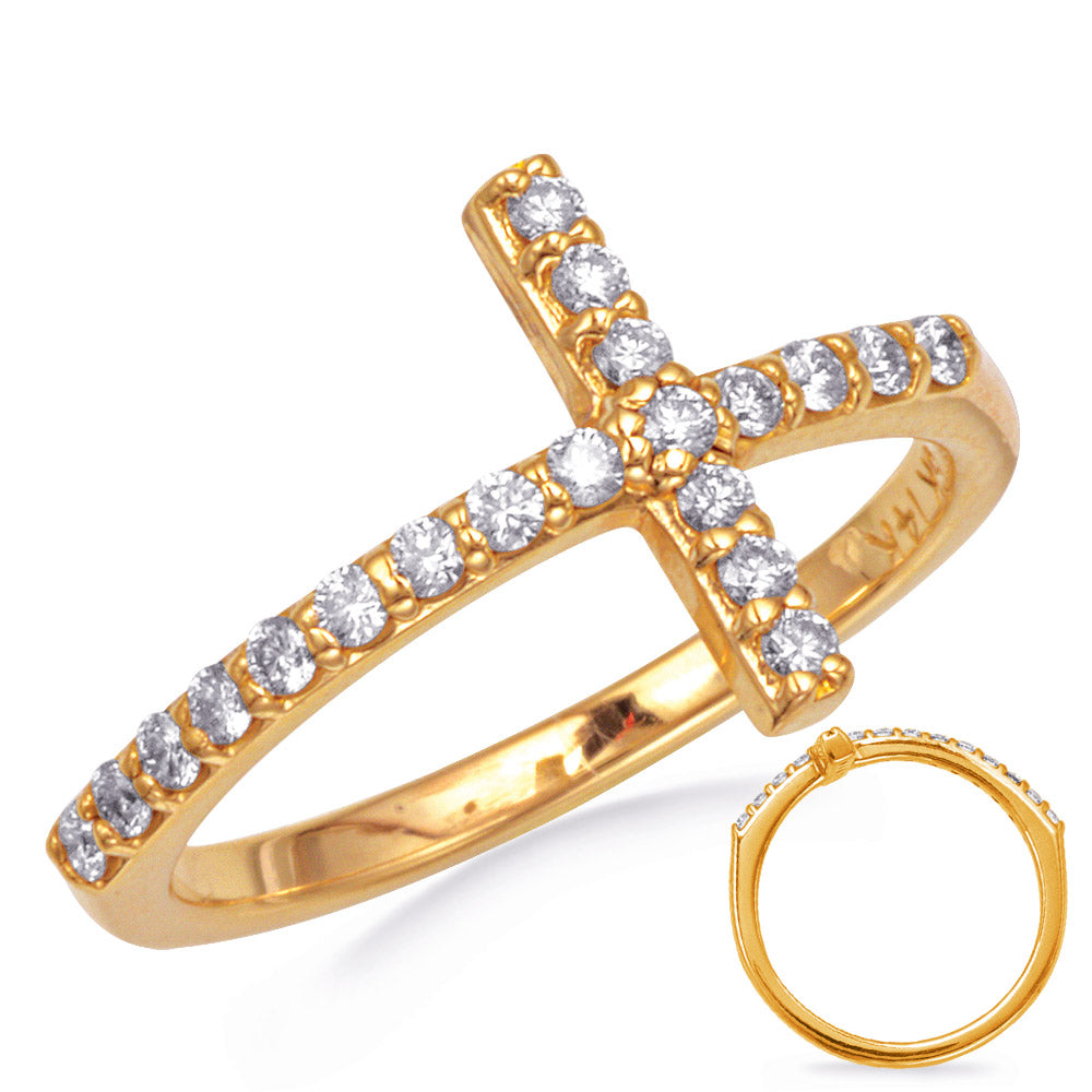 ELIE AZZI 0.29 ctw. YELLOW GOLD CROSS RING 2.0MM D4350YG