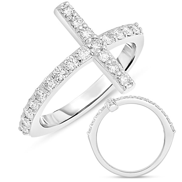 ELIE AZZI 0.59 ctw. WHITE GOLD CROSS RING 2.0MM D4351WG