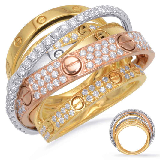 ELIE AZZI 1.29 ctw. ROSE & YELLOW & WHITE GOLD FASHION RING D4373RYW