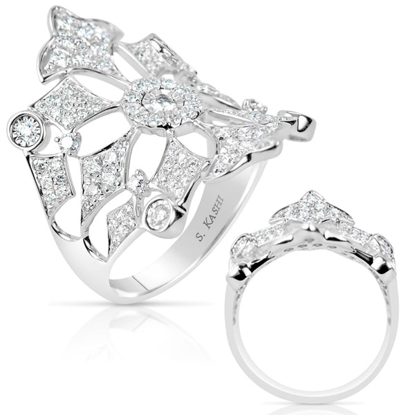 ELIE AZZI 0.90 ctw. WHITE GOLD DIAMOND FASHION RING D4449WG