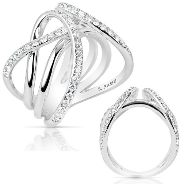 ELIE AZZI 0.86 ctw. WHITE GOLD DIAMOND FASHION RING D4455WG