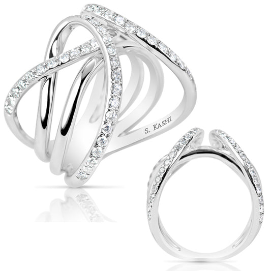 ELIE AZZI 0.86 ctw. WHITE GOLD DIAMOND FASHION RING D4455WG