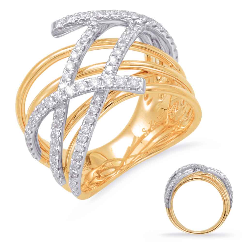 ELIE AZZI 0.70 ctw. YELLOW & WHITE GOLD DIAMOND FASHION RING D4473YW