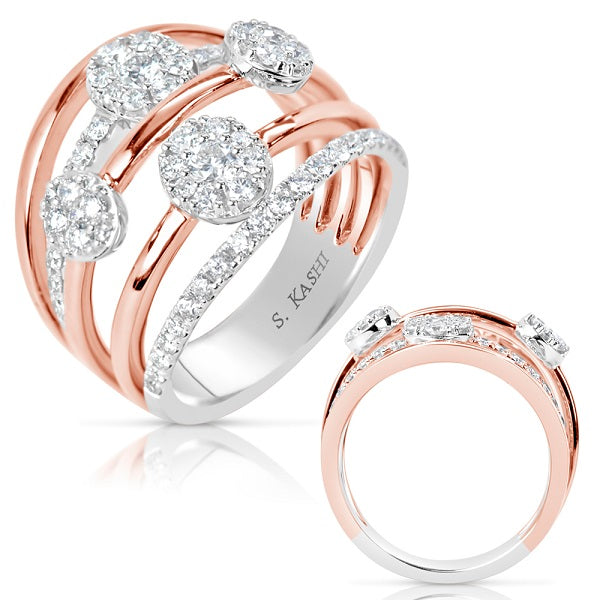 ELIE AZZI 1.10 ctw. ROSE & WHITE GOLD DIAMOND RING D4474RW