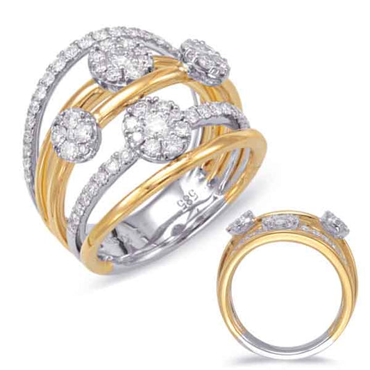 ELIE AZZI 1.10 ctw. YELLOW & WHITE GOLD DIAMOND RING D4474YW