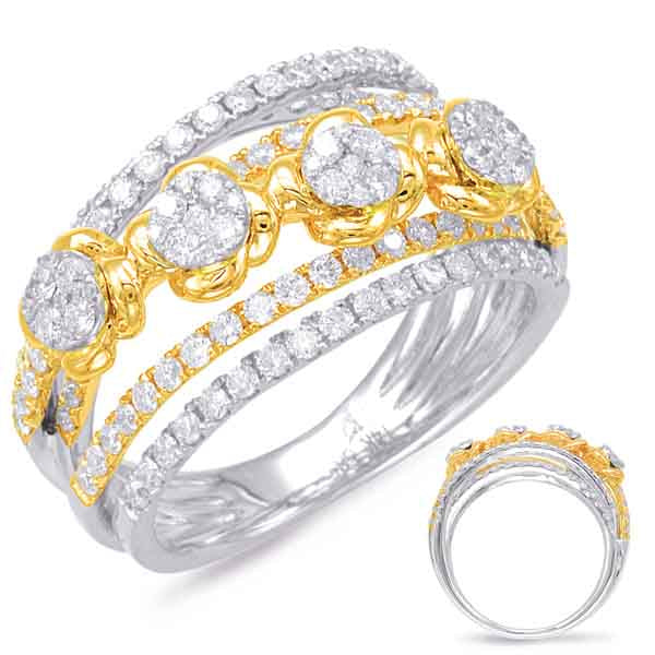 ELIE AZZI 1.18 ctw. YELLOW & WHITE GOLD DIAMOND FASHION RING D4541YW