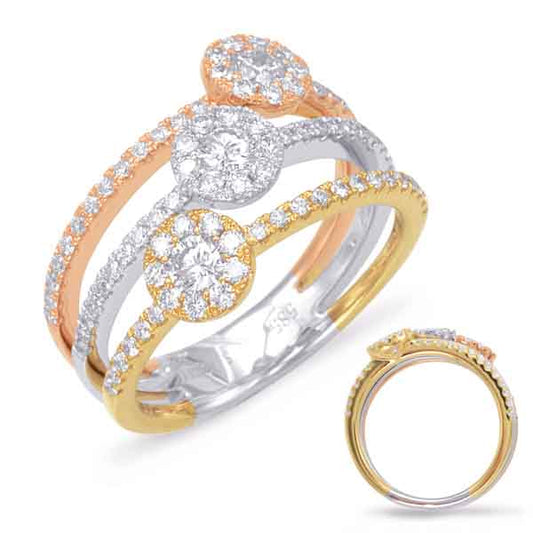 ELIE AZZI 0.95 ctw. ROSE & YELLOW & WHITE GOLD FASHION RING D4547RYW