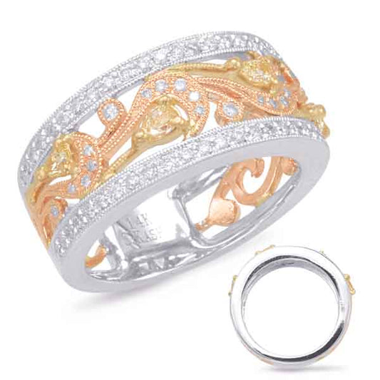 ELIE AZZI 0.82 ctw. ROSE & YELLOW & WHITE GOLD FASHION RING D4582RYW