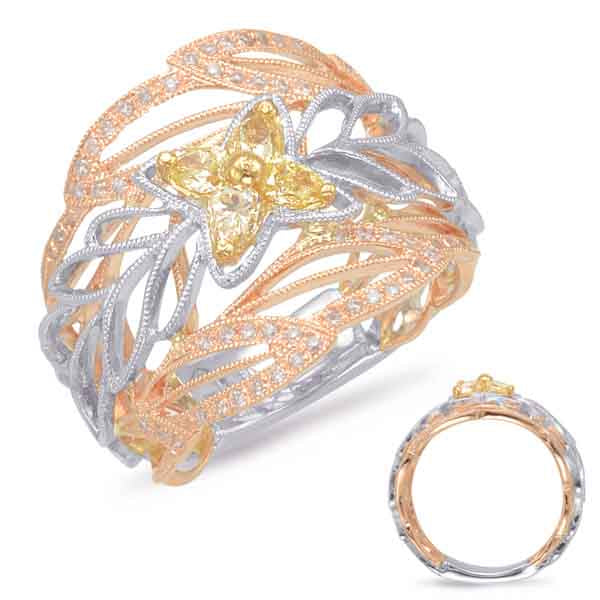 ELIE AZZI 0.55 ctw. ROSE & YELLOW & WHITE GOLD FASHION RING D4584RYW