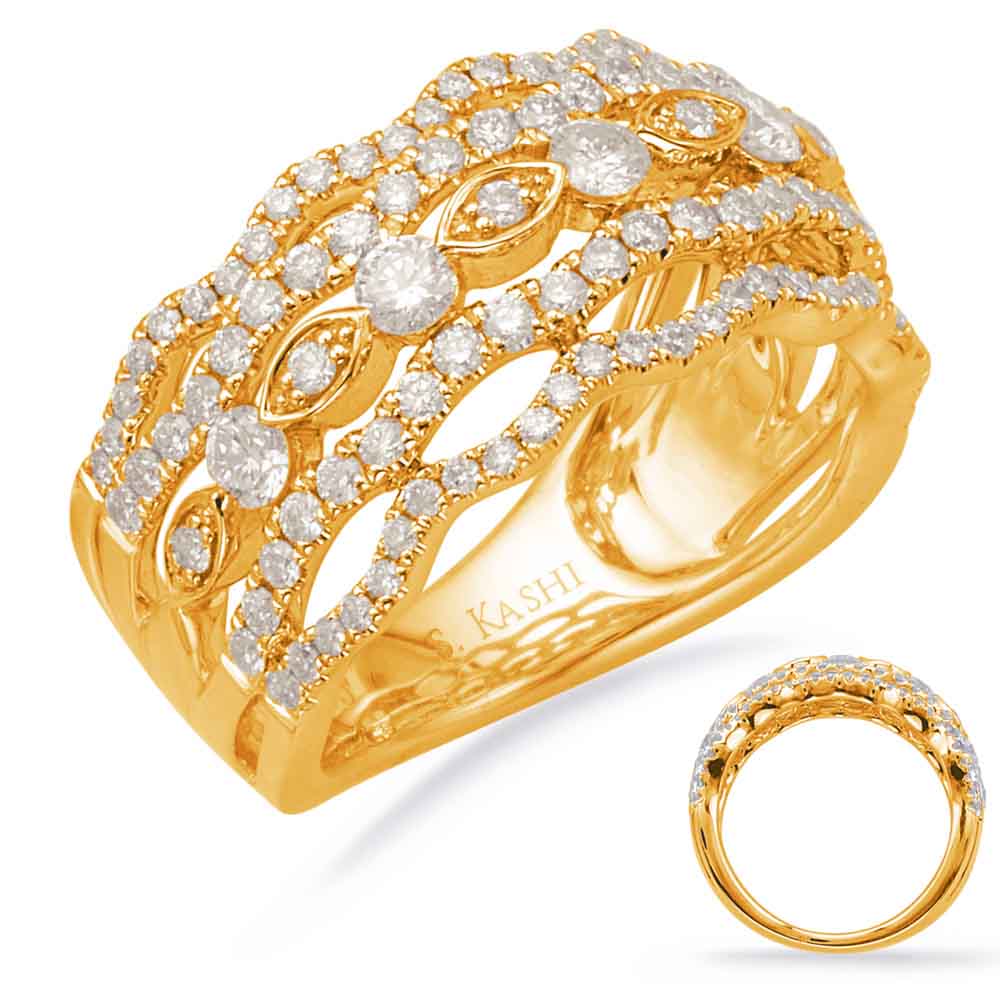 ELIE AZZI 1.08 ctw. YELLOW GOLD DIAMOND FASHION RING D4599YG