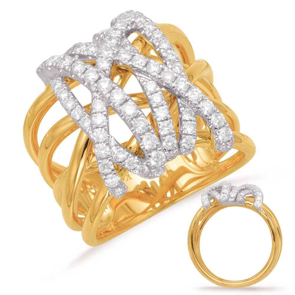 ELIE AZZI 0.81 ctw. YELLOW & WHITE GOLD DIAMOND FASHION RING D4601YW