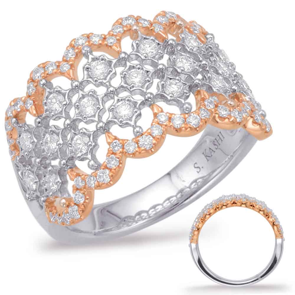ELIE AZZI 0.72 ctw. ROSE & WHITE GOLD DIAMOND FASHION RING D4602RW