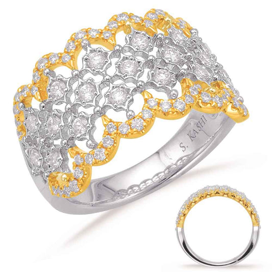 ELIE AZZI 0.72 ctw. YELLOW & WHITE GOLD DIAMOND FASHION RING D4602YW