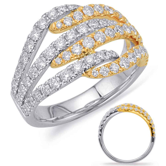 ELIE AZZI 1.11 ctw. YELLOW & WHITE GOLD DIAMOND FASHION RING D4613YW