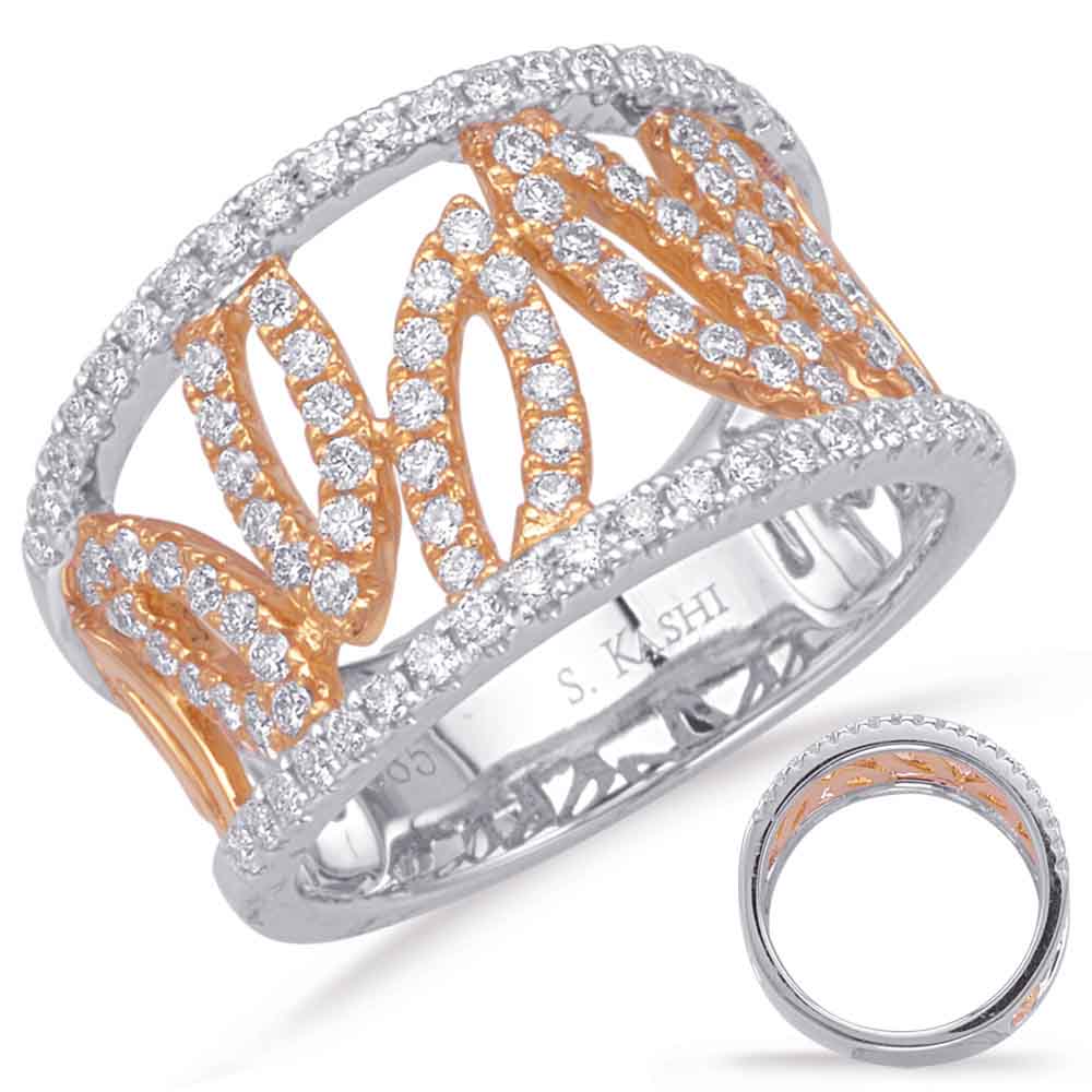 ELIE AZZI 0.78 ctw. ROSE & WHITE GOLD DIAMOND FASHION RING D4628RW
