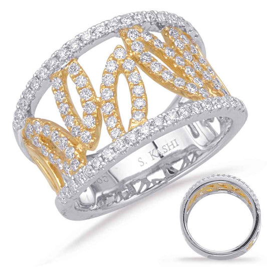 ELIE AZZI 0.78 ctw. YELLOW & WHITE GOLD DIAMOND FASHION RING D4628YW