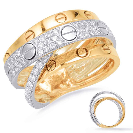 ELIE AZZI 0.79 ctw. YELLOW & WHITE GOLD DIAMOND FASHION RING D4669YW