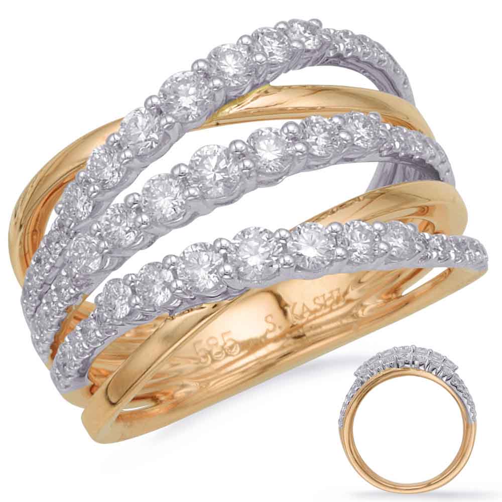 ELIE AZZI 1.04 ctw. YELLOW & WHITE GOLD DIAMOND FASHION RING D4686YW