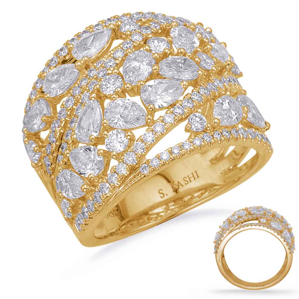 ELIE AZZI 3.21 ctw. YELLOW GOLD DIAMOND FASHION RING D4689YG