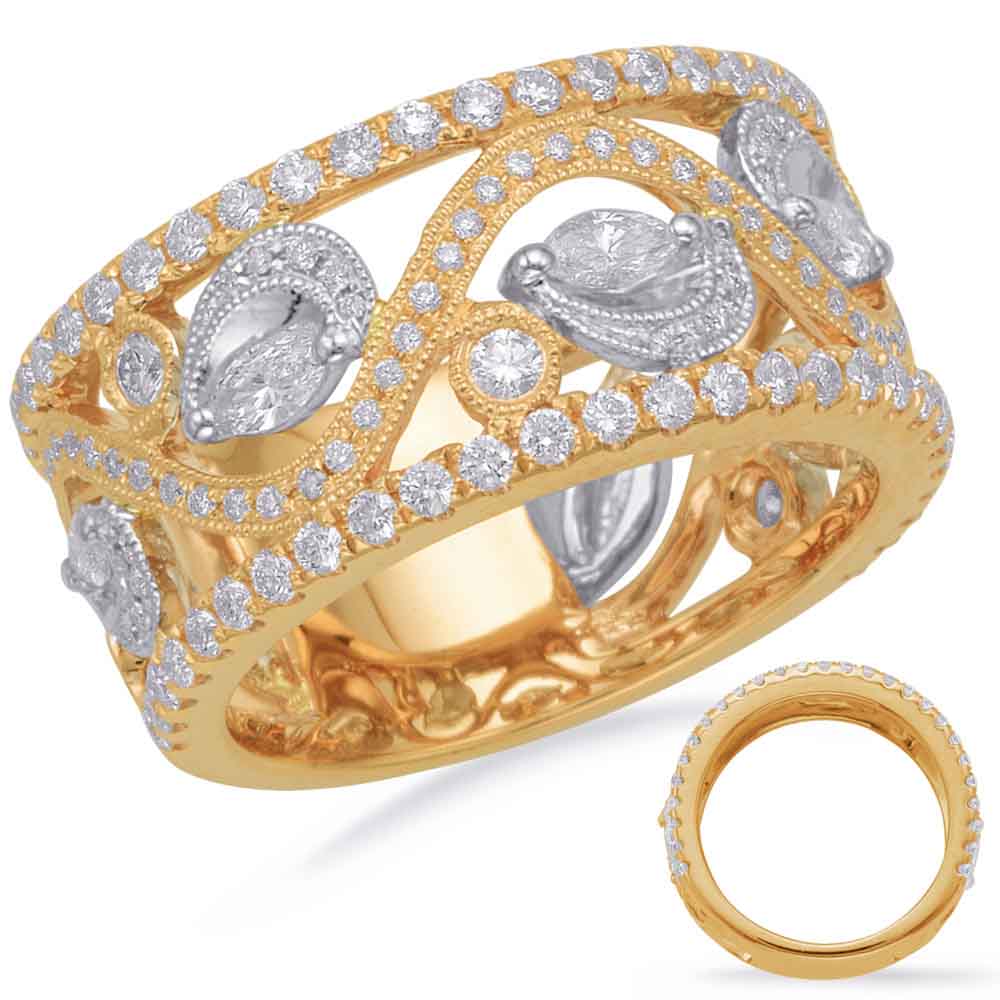 ELIE AZZI 1.26 ctw. YELLOW & WHITE GOLD DIAMOND FASHION RING D4703YW