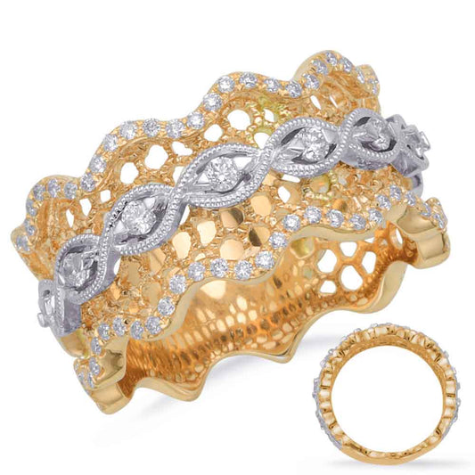 ELIE AZZI 0.58 ctw. YELLOW & WHITE GOLD DIAMOND FASHION RING D4704YW