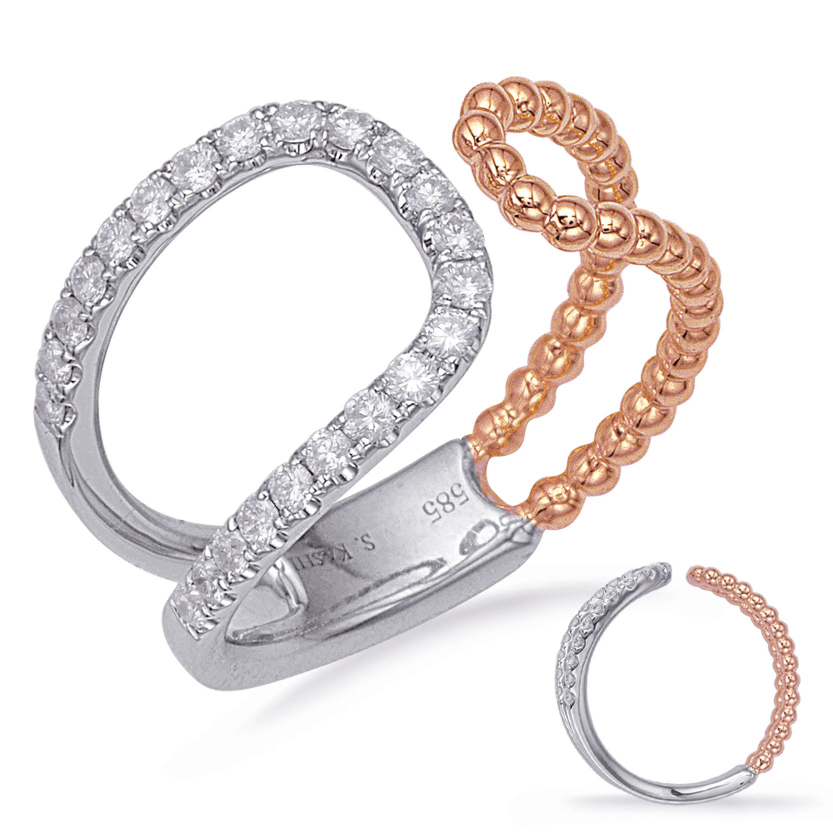 ELIE AZZI 0.33 ctw. ROSE & WHITE GOLD DIAMOND FASHION RING D4724RW