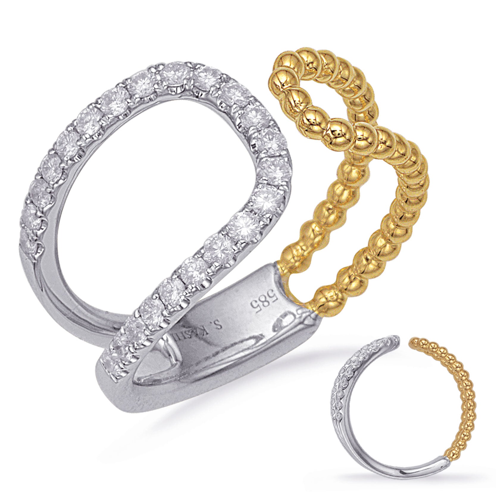 ELIE AZZI 0.33 ctw. YELLOW & WHITE GOLD DIAMOND FASHION RING D4724YW