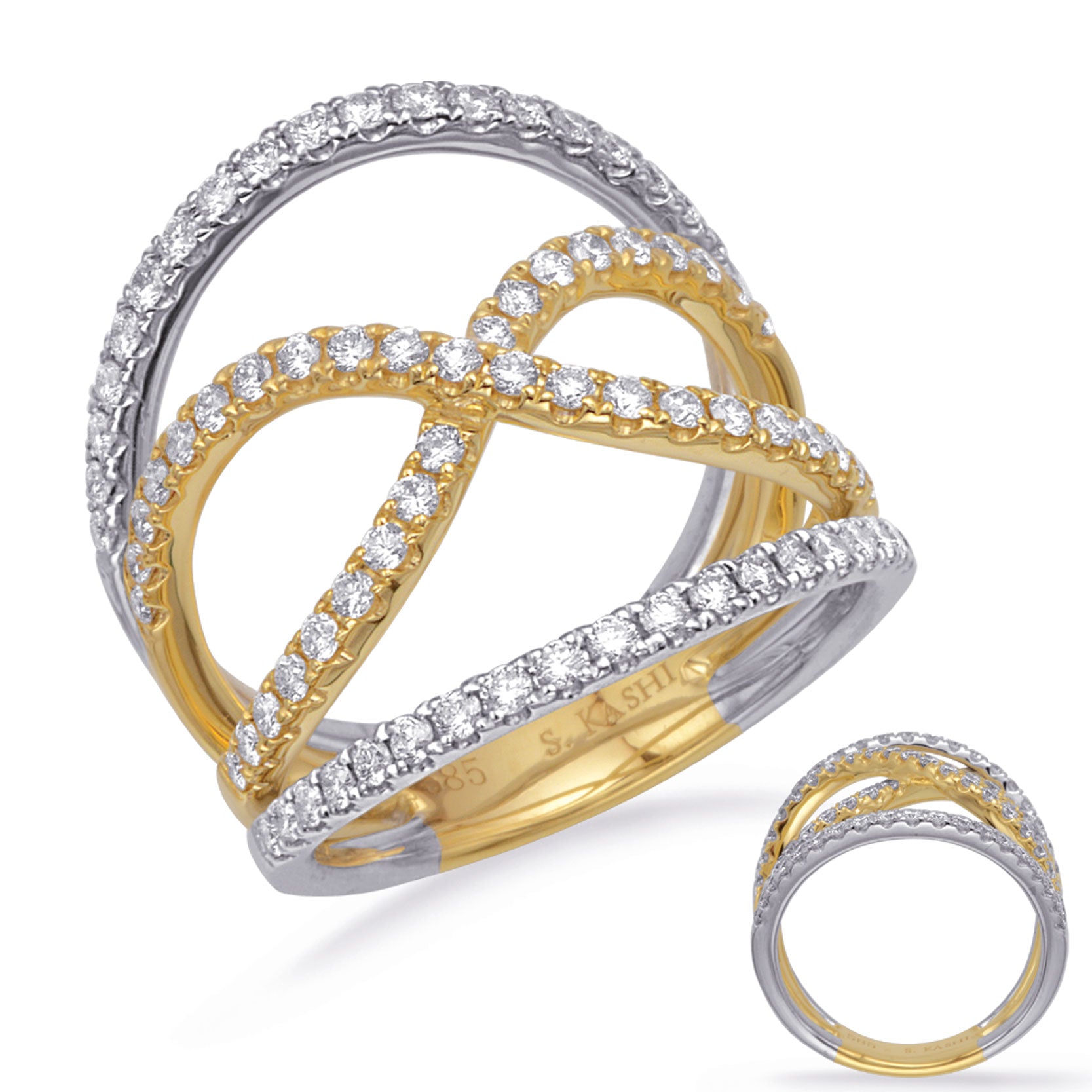 ELIE AZZI 0.84 ctw. YELLOW & WHITE GOLD DIAMOND FASHION RING D4726YW