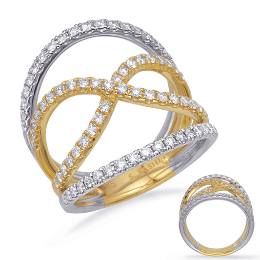 ELIE AZZI 0.84 ctw. YELLOW & WHITE GOLD DIAMOND FASHION RING D4726YW