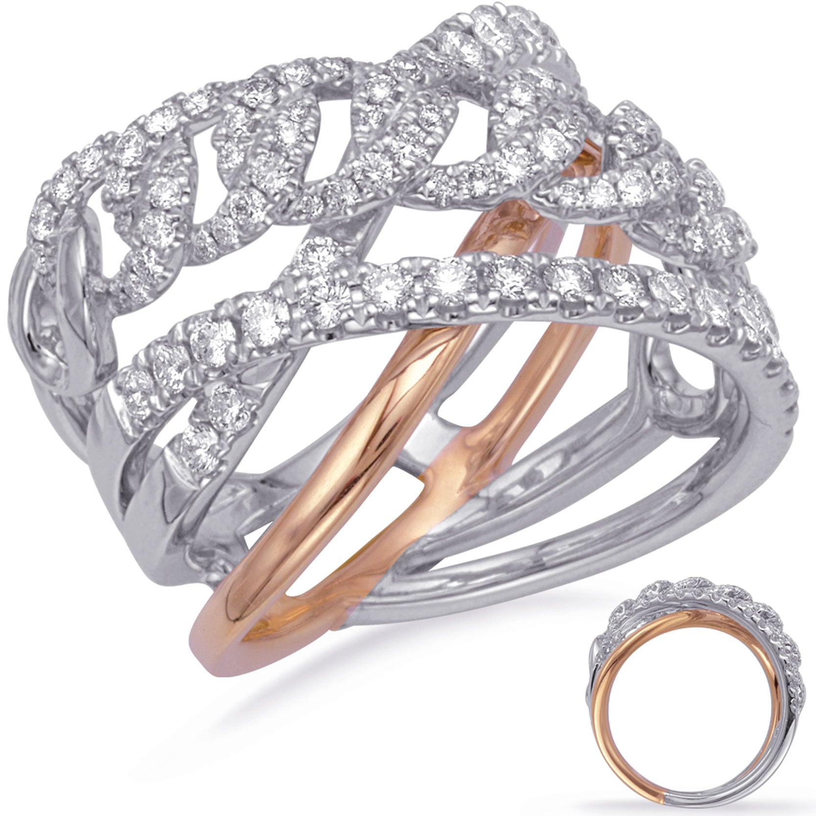 ELIE AZZI 0.94 ctw. ROSE & WHITE GOLD DIAMOND FASHION RING D4727RW