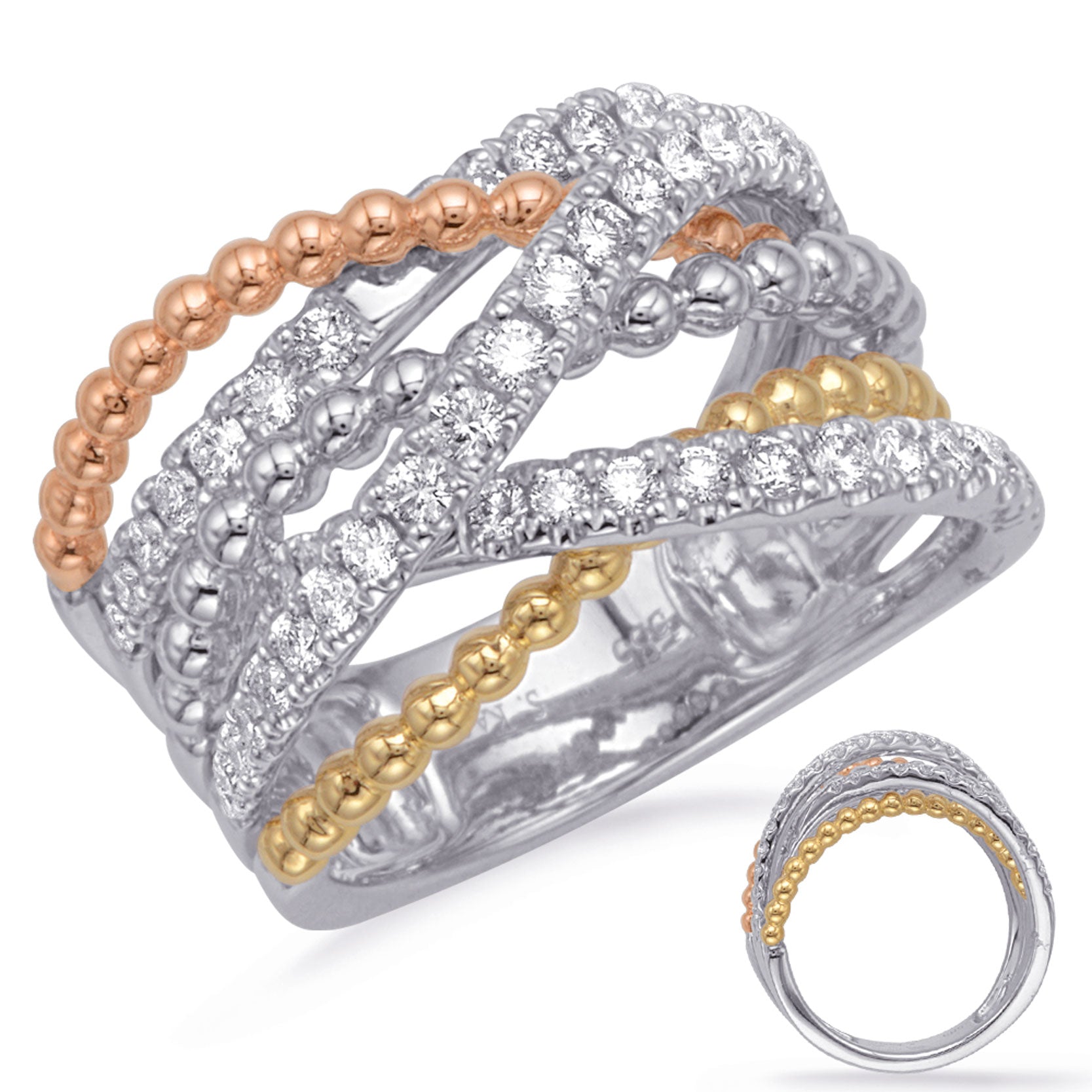 ELIE AZZI 0.75 ctw. ROSE & YELLOW & WHITE GOLD DIAMOND FASHI D4728RYW