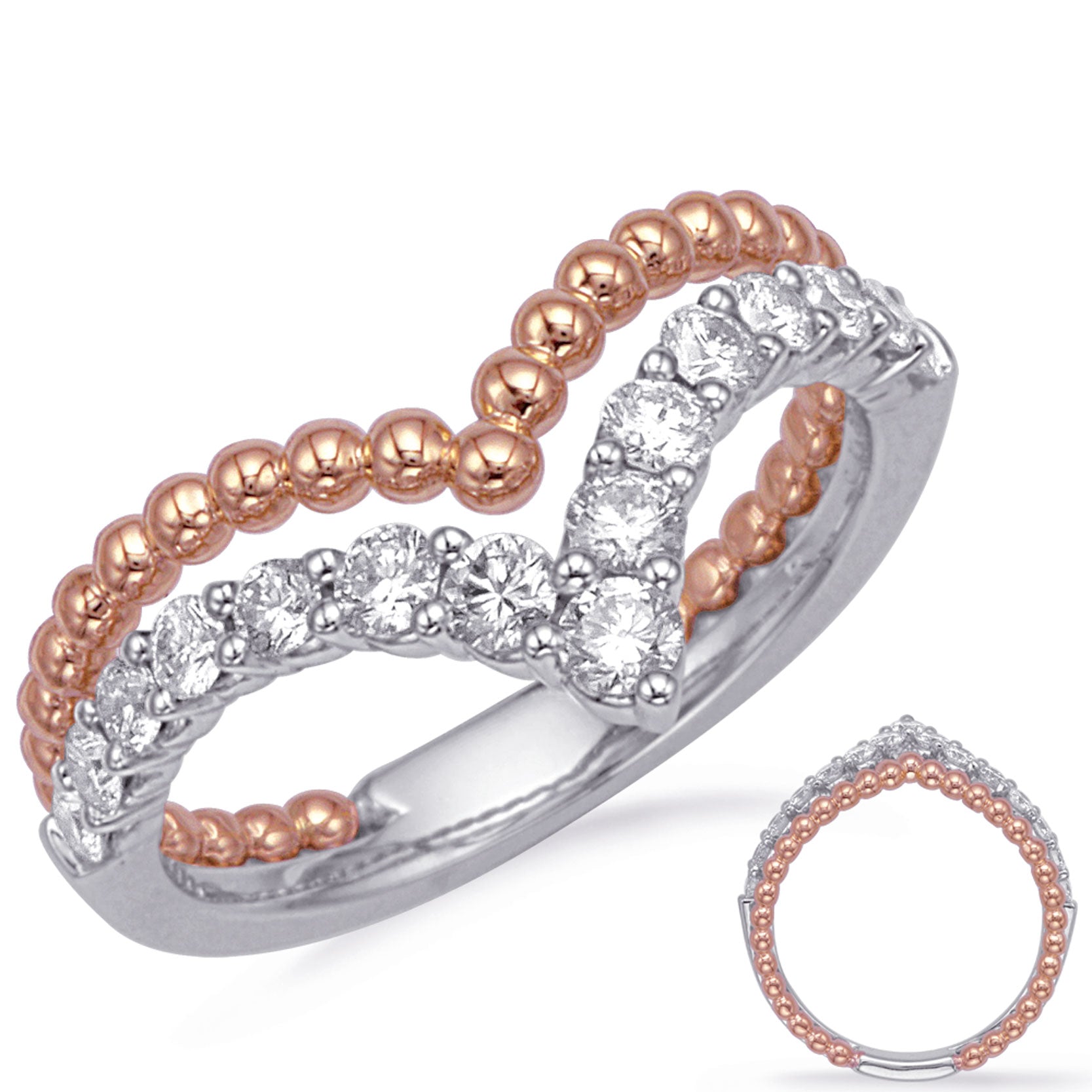 ELIE AZZI 0.53 ctw. ROSE & WHITE GOLD DIAMOND FASHION RING D4729RW