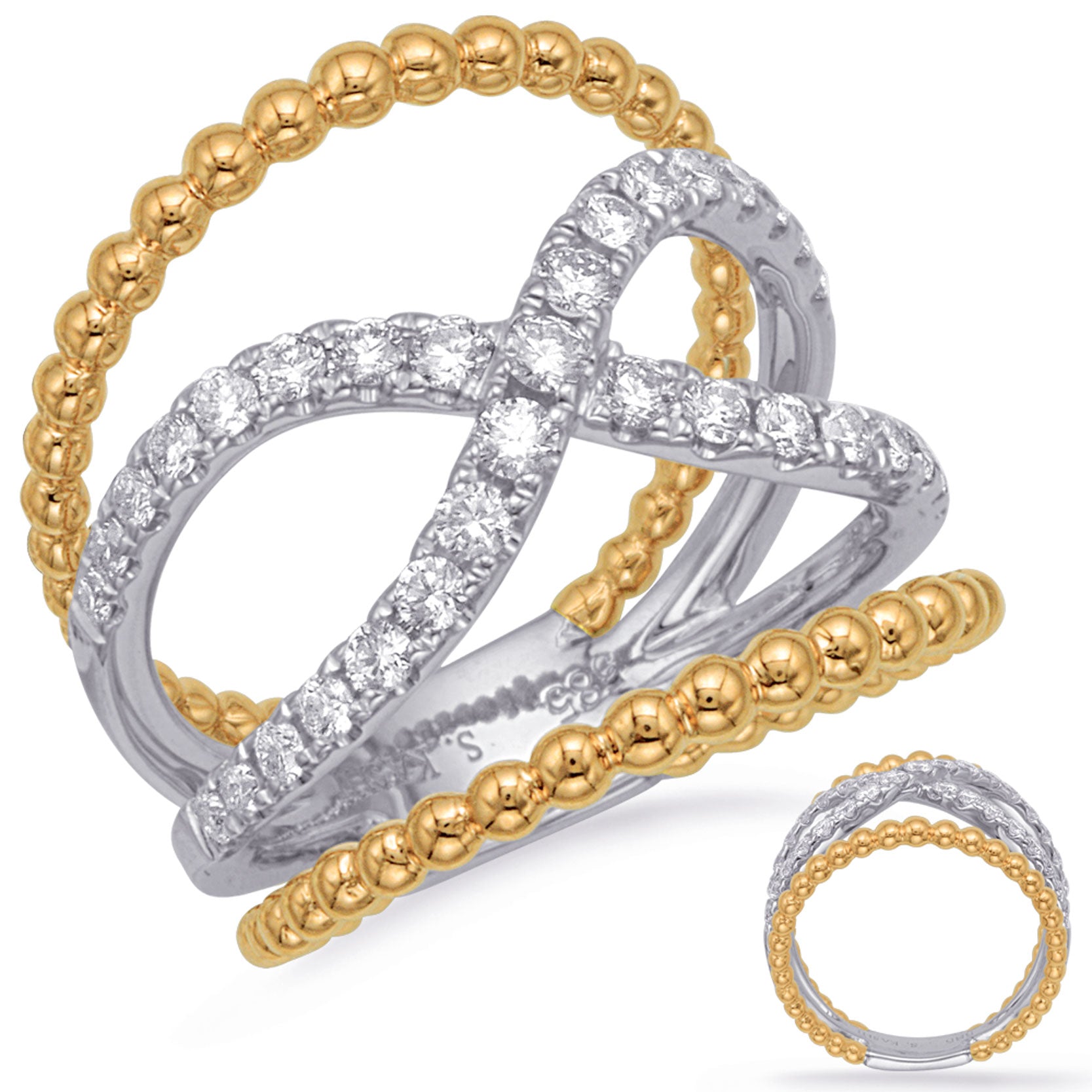 ELIE AZZI 0.69 ctw. YELLOW & WHITE GOLD DIAMOND FASHION RING D4731YW