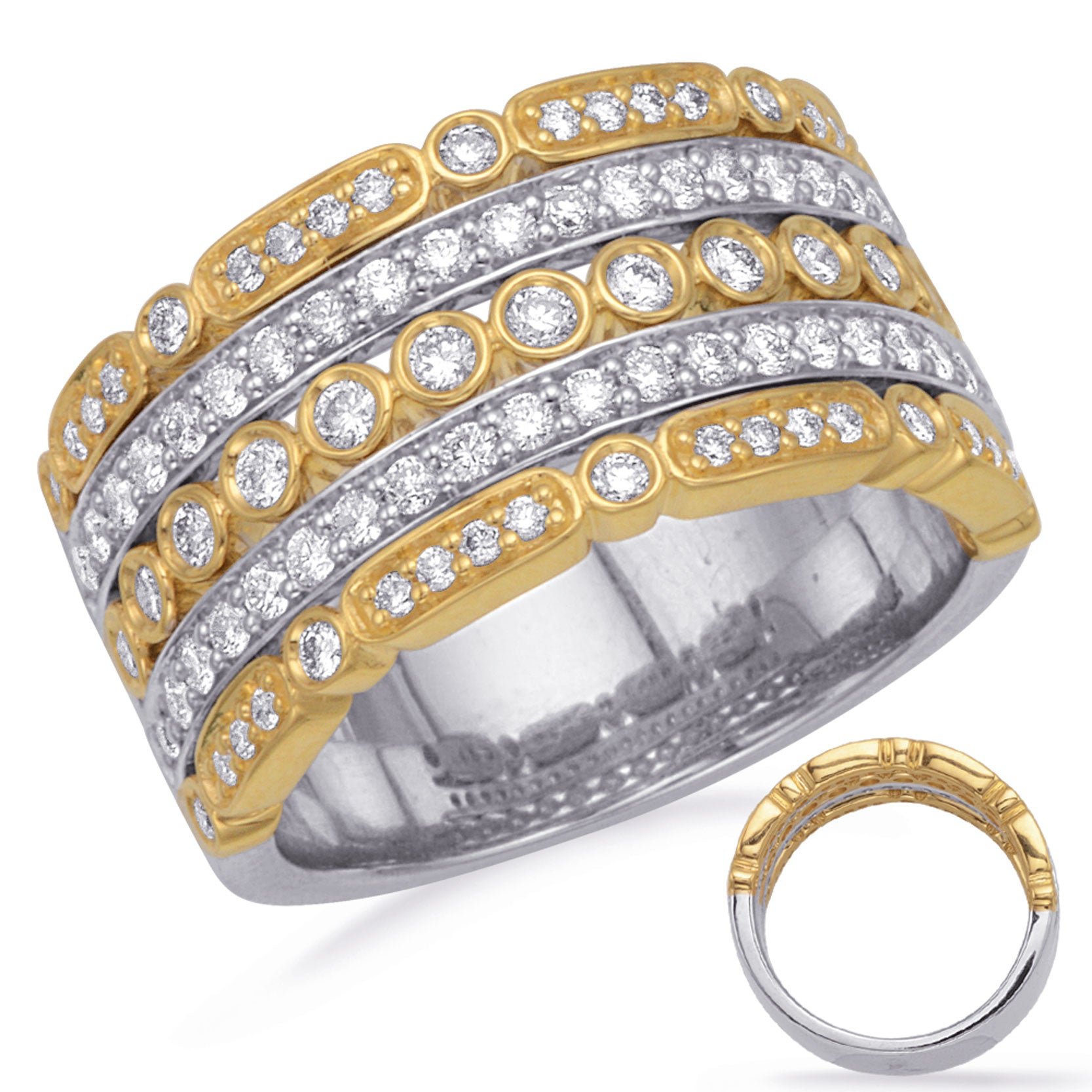 0.83 ctw. YELLOW & WHITE GOLD DIAMOND FASHION RING D4732YW