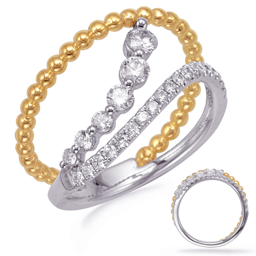 ELIE AZZI 0.52 ctw. YELLOW & WHITE GOLD DIAMOND FASHION RING D4740YW