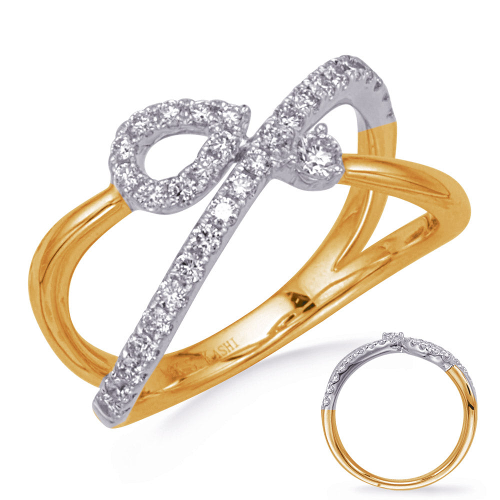 ELIE AZZI 0.44 ctw. WHITE & YELLOW GOLD DIAMOND RING D4776YW
