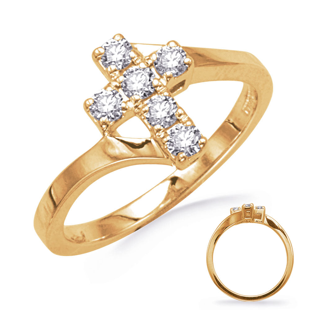 ELIE AZZI 0.35 ctw. YELLOW GOLD CROSS RING D4830YG