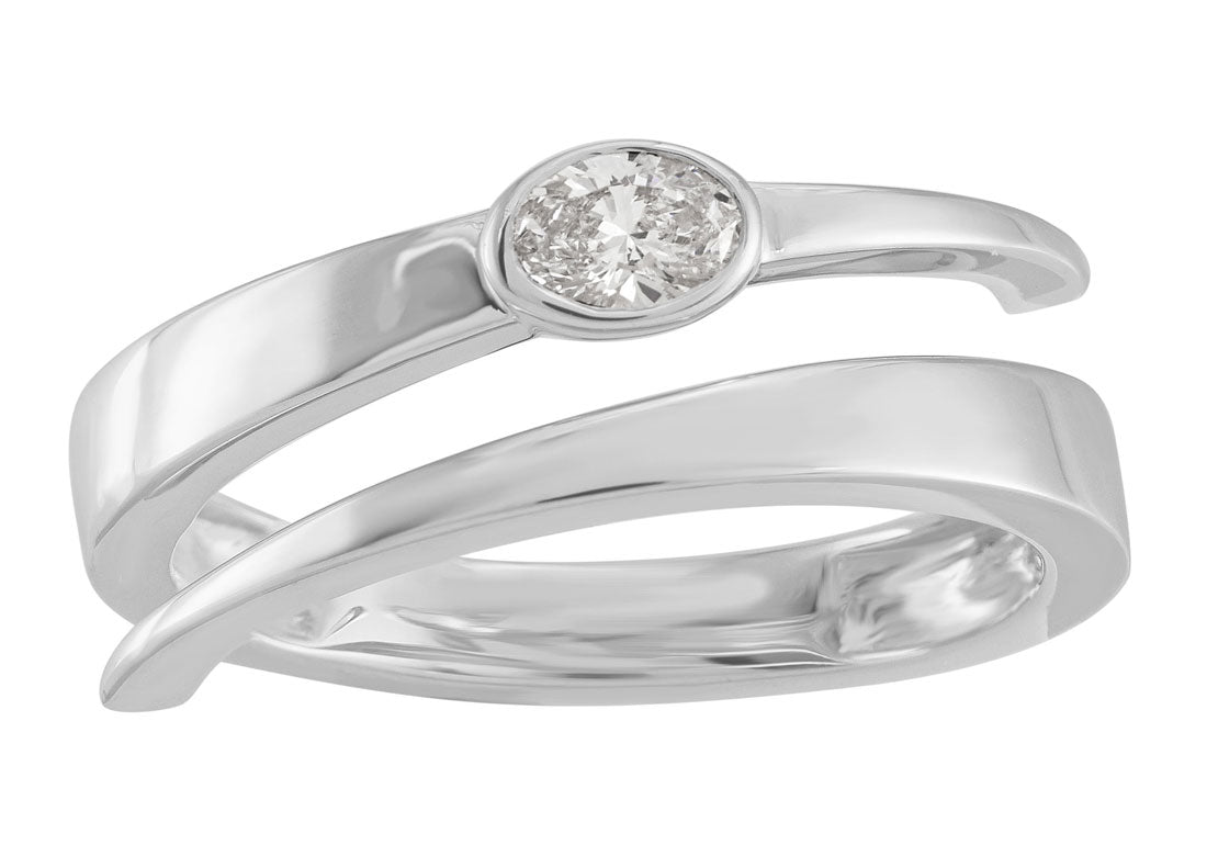 ELIE AZZI 0.20 ctw. WHITE GOLD OVAL DIAMOND RING D5010WG