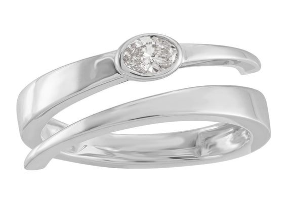 ELIE AZZI 0.20 ctw. WHITE GOLD OVAL DIAMOND RING D5010WG