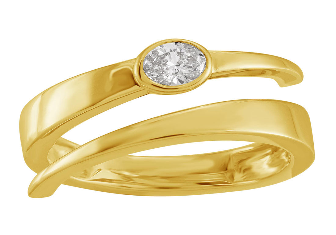 ELIE AZZI 0.20 ctw. YELLOW GOLD OVAL DIAMOND RING D5010YG