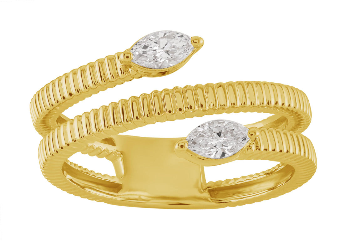 ELIE AZZI 0.30 ctw. YELLOW GOLD MARQUISE DIAMOND RING D5013YG