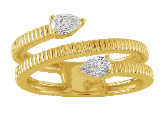 ELIE AZZI 0.34 ctw. YELLOW GOLD PEAR SHAPE DIAMOND RING D5014YG