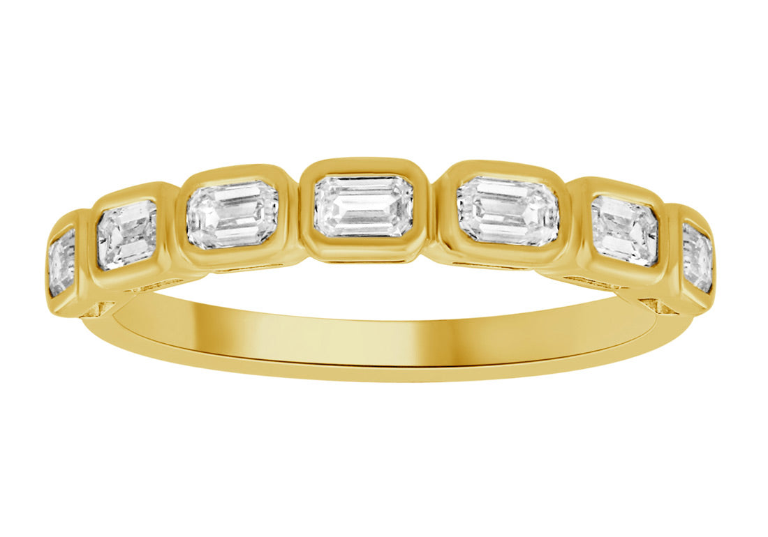 ELIE AZZI 0.69 ctw. YELLOW GOLD EMERALD CUT DIAMOND RING D5016YG