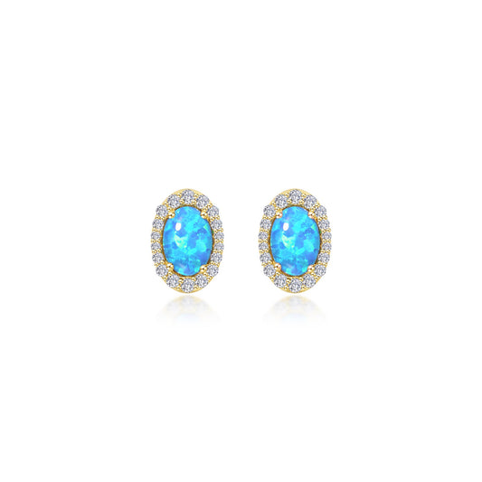 Lafonn Classic Oval Blue Blue Opal Earring E0323BOG00