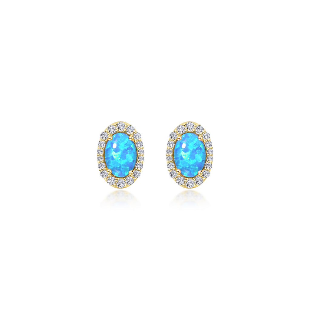 Lafonn Classic Oval Blue Blue Opal Earring E0323BOG00