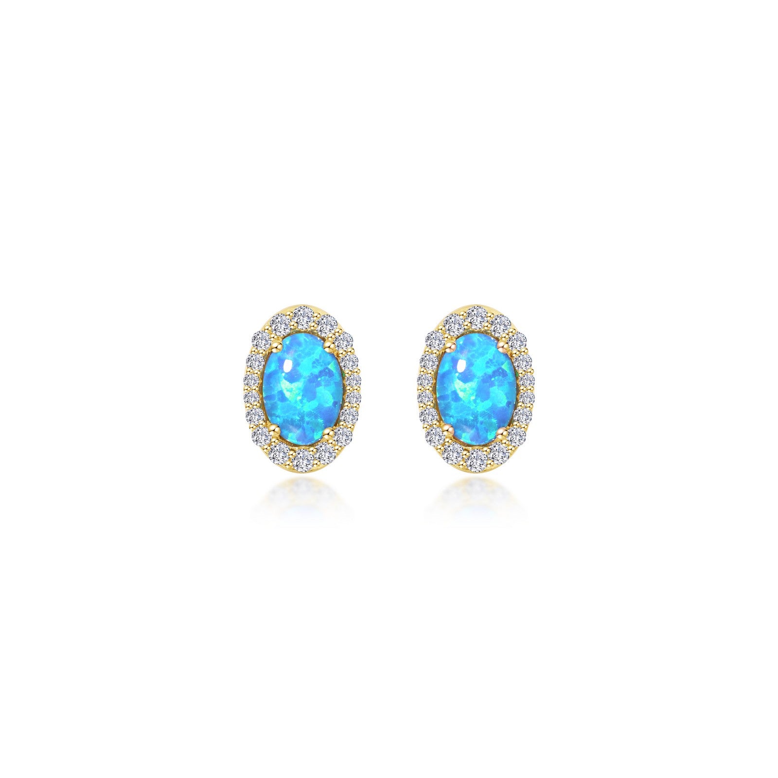 Lafonn Classic Oval Blue Blue Opal Earring E0323BOG00