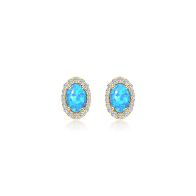 Lafonn Classic Oval Blue Blue Opal Earring E0323BOG00