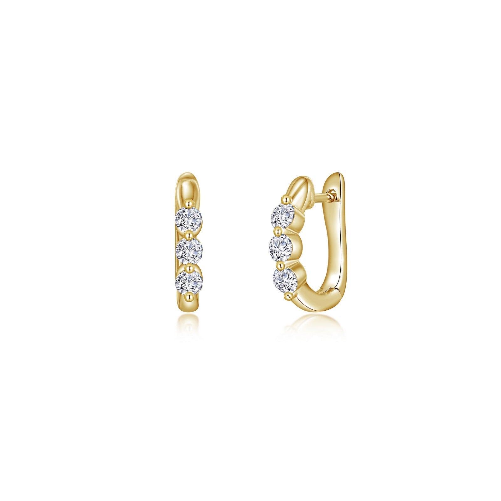 1.0 CTW 3-Stone Huggie Hoop Earrings E0617CLG00