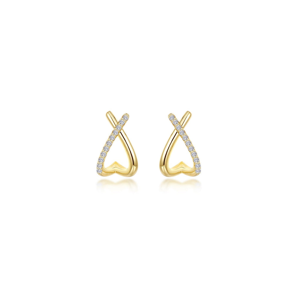 Dainty Criss-Cross Huggie Earrings E0626CLG00